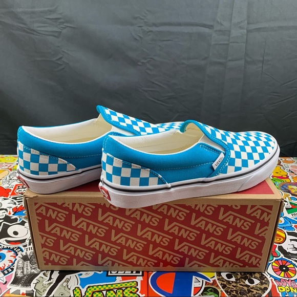 Van's Slip-on Delphinium Blue Checked Women’s - Picture 2 of 10